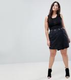 Liquor N Poker Plus Denim Skirt With Wrap Detail And Eyelet - Black