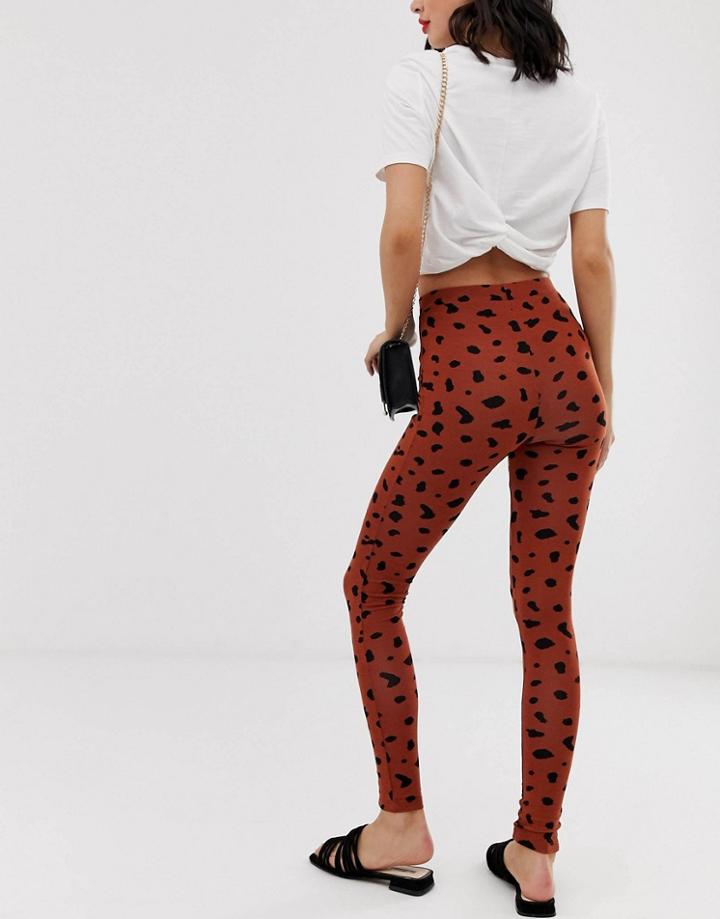 Asos Design Dalmatian Print Legging With Contrast Stitch - Multi