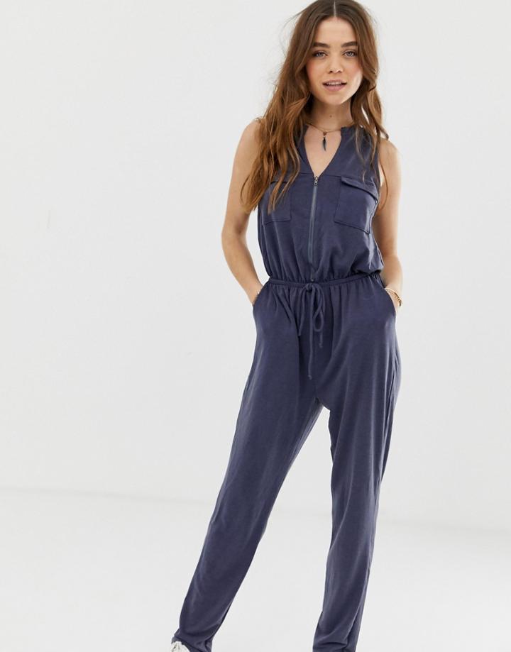 Gilli Zip Front Jumpsuit-blue