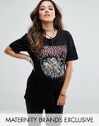 Missguided Maternity Rock Band T-shirt - Black