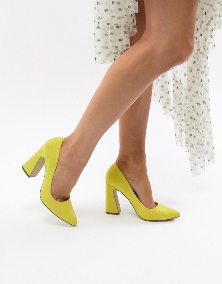 Missguided Flared Heel Court Shoe - Yellow
