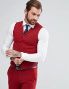 Asos Super Skinny Fit Suit Vest In Red - Red