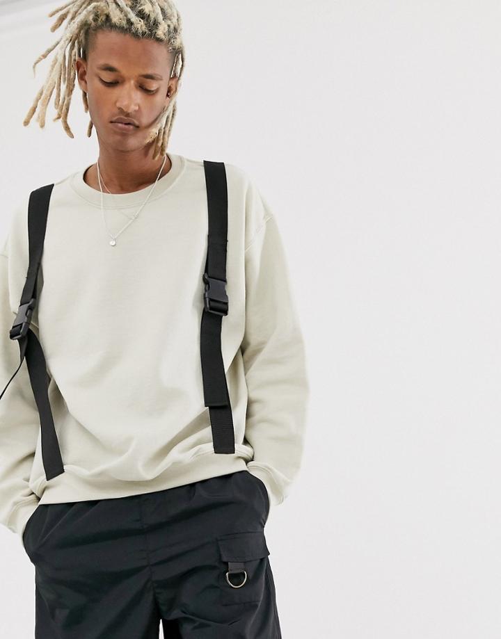 Reclaimed Vintage Sweatshirt In Stone With Straps - Stone