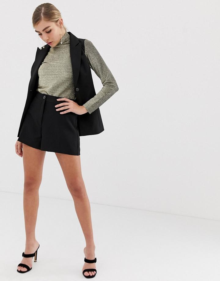 Miss Selfridge Tailored Shorts In Black - Black