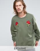 Reclaimed Vintage Oversized Sweatshirt With Souvenir Patches - Green