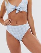In The Style X Dani Dyer Bikini Bottom In Blue Gingham Print