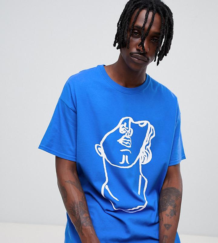 Reclaimed Vintage Inspired Tee With Art Drawing - Blue