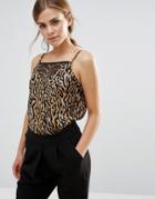 Vero Moda Lace Singlet Tiger Print Cami - Multi