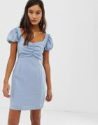 Glamorous Tea Dress With Ruched Bust-blue