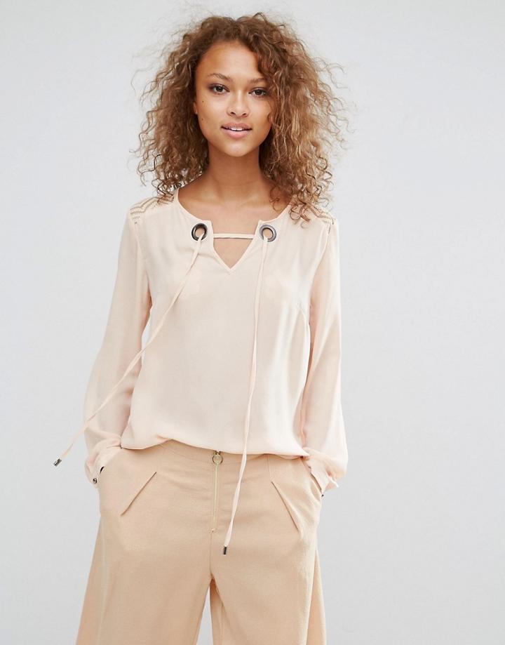 Oeuvre Tie Front Blouse - Pink