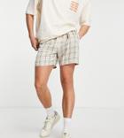 Collusion Shorts In Check With Elasticated Waist-multi