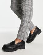 London Rebel X Cleated Sole Chunky Penny Loafers In Black