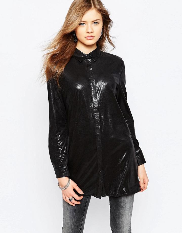 Noisy May Walker Long Sleeve Shirt - Black