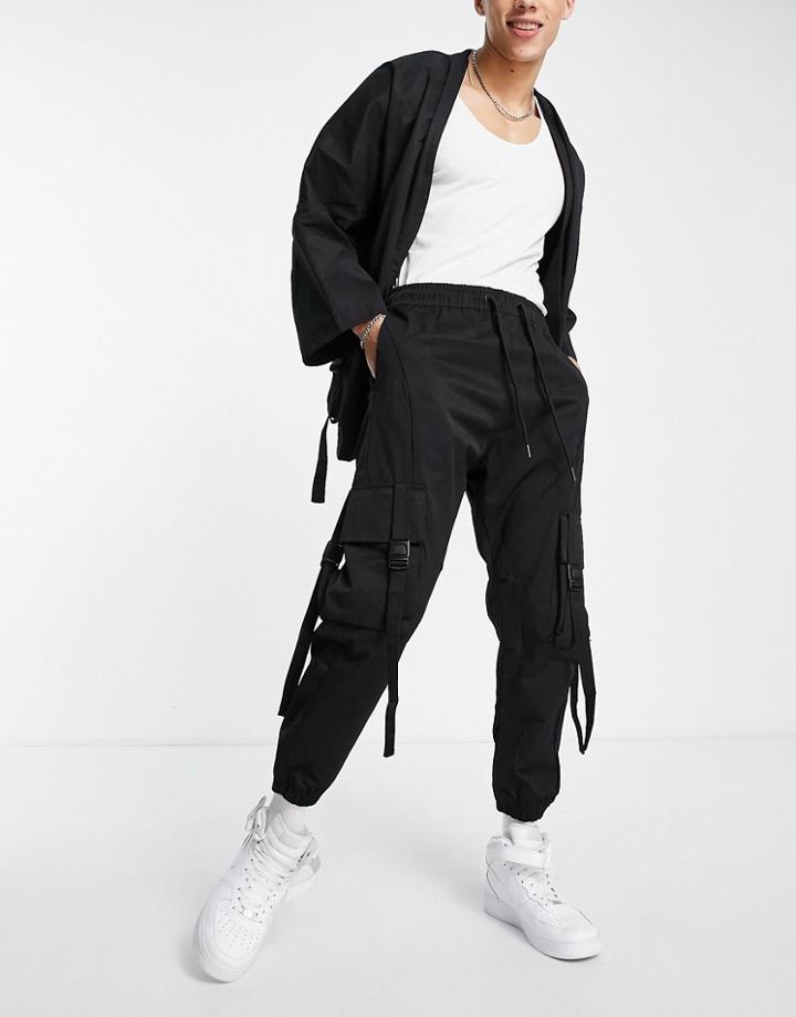 Bershka Utility Cargo Pants In Black