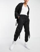 Bershka Utility Cargo Pants In Black