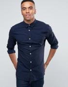 New Look Brushed Twill Shirt In Navy In Regular Fit - Navy