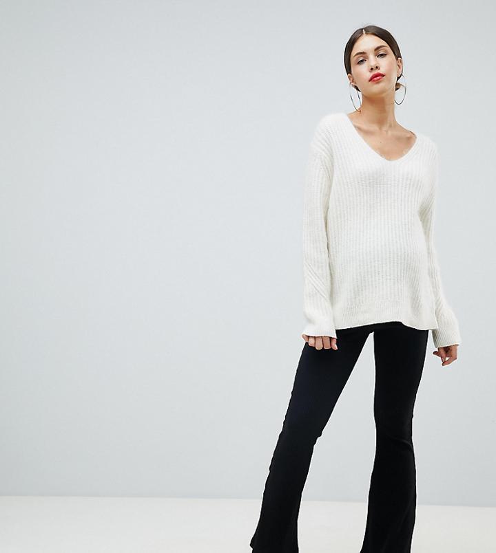 Asos Design Maternity Flare Leggings In Rib - Black