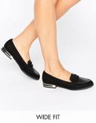 New Look Wide Fit Metal Detail Loafer - Black