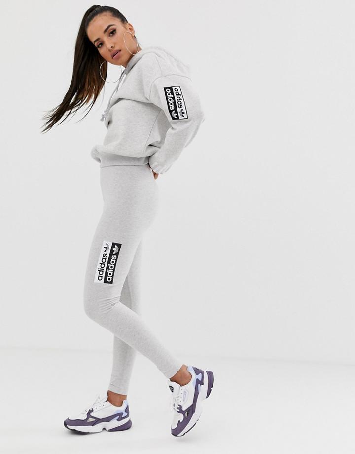 Adidas Originals Ryv Trefoil Leggings In Gray - Gray