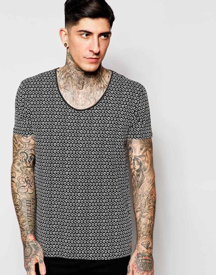 Scotch & Soda T-shirt With All Over Print In Gray - Gray