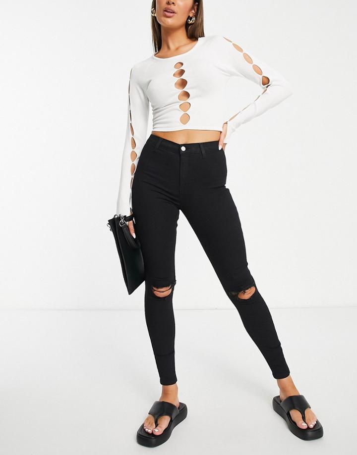 Topshop Joni Jean With Rip In Black