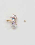 Orelia Crystal Ear Cuff With Stud - Gold