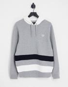 Fred Perry Color Block Hoodie In Gray