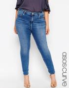 Asos Curve Ridley Skinny Jeans In Darmera Mid Stone Wash - Mid Wash Blue