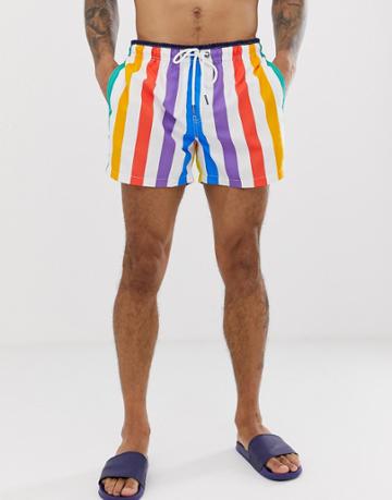 Dock & Bay Recycled Stripe Swim Shorts In Rainbow - Multi