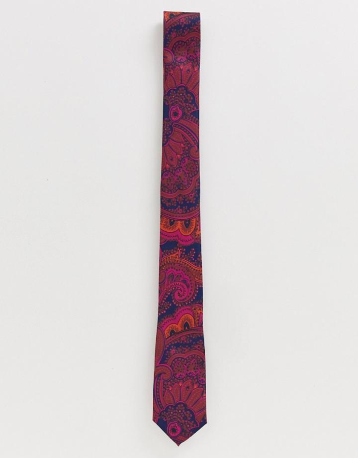 Asos Design Slim Tie In Paisley Print - Multi