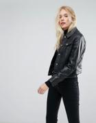 Lab Leather Trucker Jacket - Black