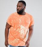 Asos Design Plus Oversized T-shirt With Random Bleach Wash In Orange - Orange