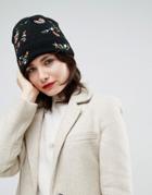 Asos Embroidery Beanie - Black