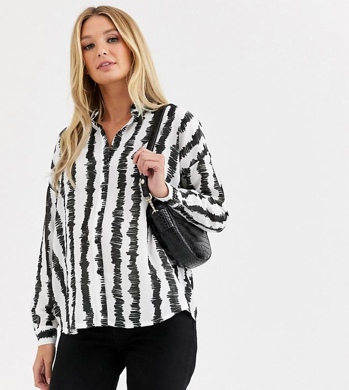 Asos Design Maternity Long Sleeve Shirt In Stripe Print - Clear