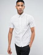 Casual Friday Short Sleeved Shirt In Pinstripe - White