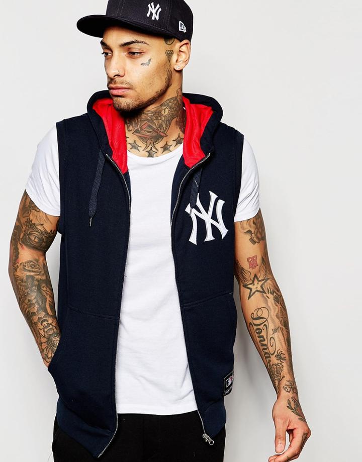 Majestic New York Yankees Sleeveless Hoodie - Navy