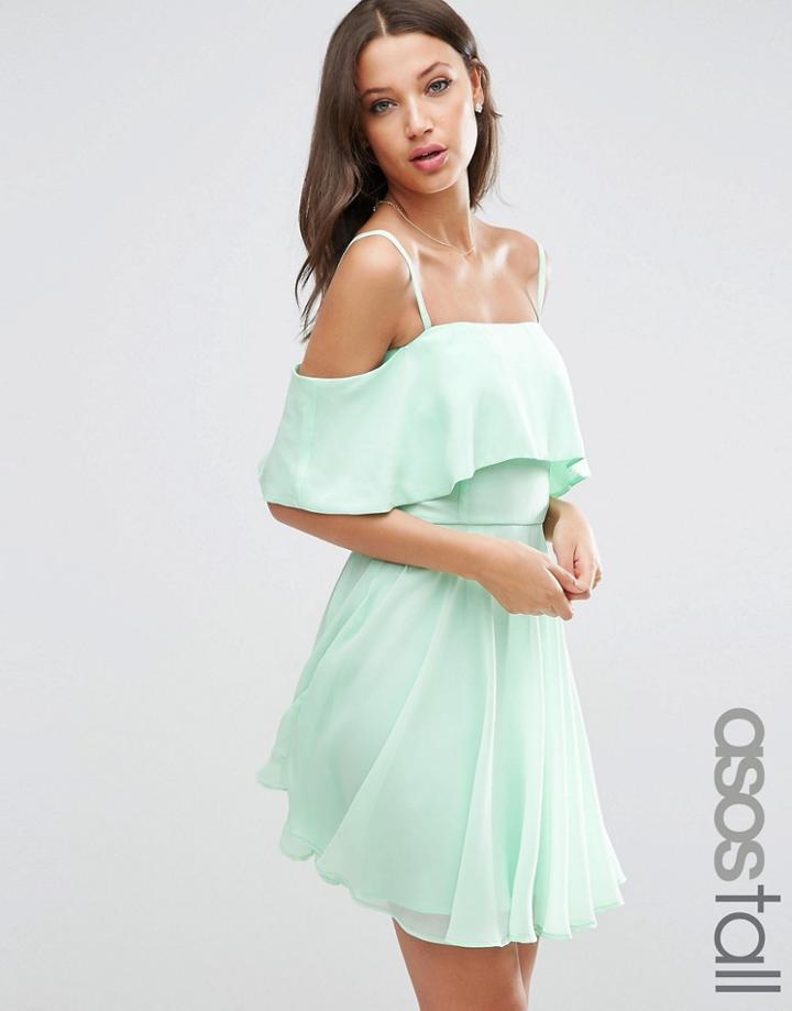 Asos Tall Cold Shoulder Mini Dress - Mint