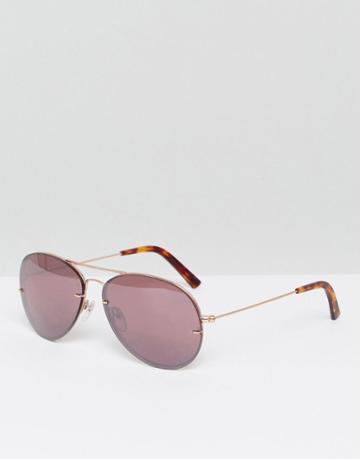 Pala Rimless Aviator Sunglasses In Pink - Pink