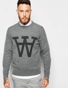 Wood Wood Sweater With Aa Logo - Gray Melange