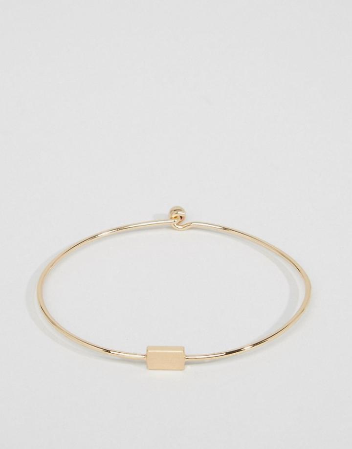 Asos Fine Rectangle Bracelet - Brushed Gold