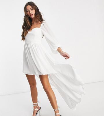 Ei8th Hour Exclusive Balloon Sleeve High Low Dress In White