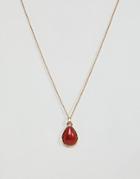 Designb London Red Stone Pendant Necklace - Gold