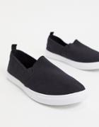 Truffle Collection Canvas Slim On Sneakers In Black