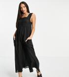 Asos Design Tall Broderie Trim Jumpsuit In Black