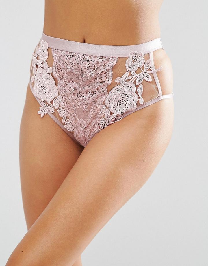 Asos Juliette Applique Highwaist Pant - Pink