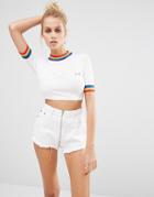Unif Rainbow Trim Cropped Knit Top