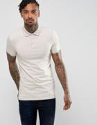 Asos Extreme Muscle Polo In Jersey In Beige - Beige