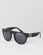 Versace Round Sunglasses With Flat Brow - Black