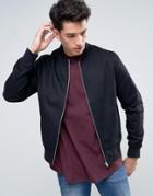 New Look Cotton Twill Bomber In Black - Black