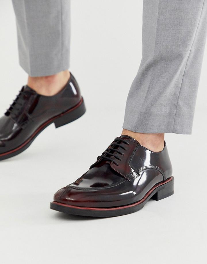 Silver Street Leather High Shine Lace Up Shoe In Oxblood-red